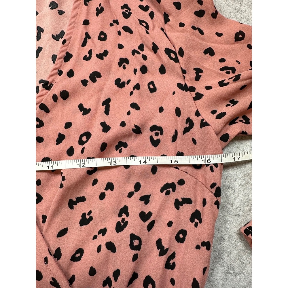 DIVIDED by H&M Women's 2 Pink & Black Leopard Print Wrap Crop Top Bell Sleeves - Picture 9 of 11
